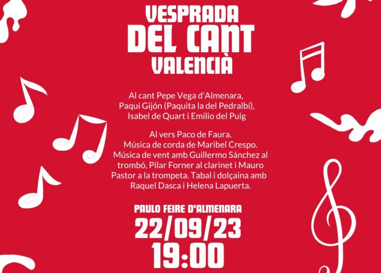 Cita amb el 'cant en valencià el divendres a Almenara
