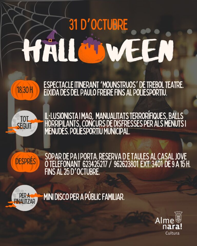 Almenara celebrará la fiesta de Hallowenn  que culminará con una cena de ‘pa i porta’
