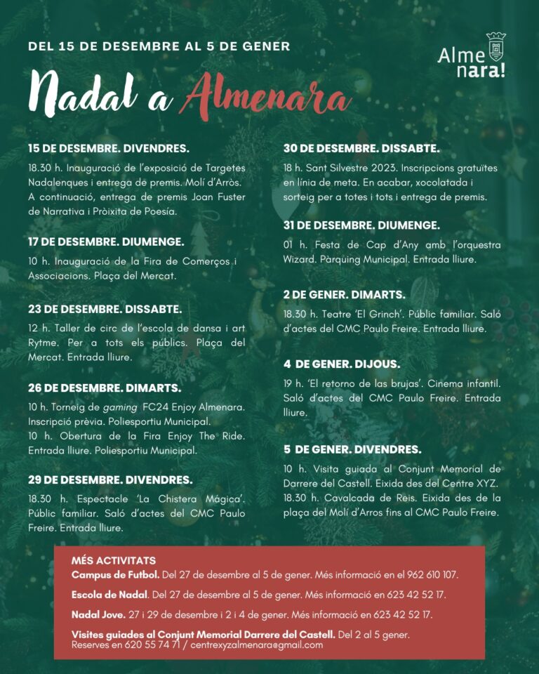 Almenara anuncia el inicio de su temporada navideña para el 15 de diciembre