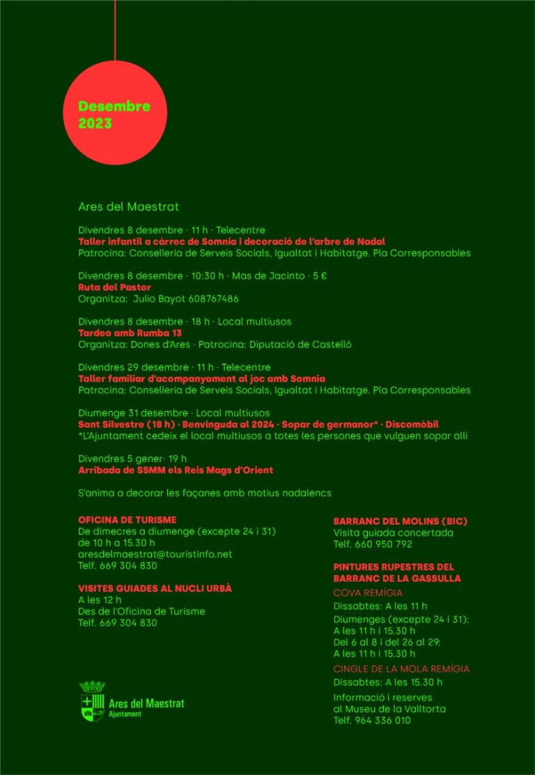 Ares prepara una agenda cultural y de ocio para disfrutar de diciembre