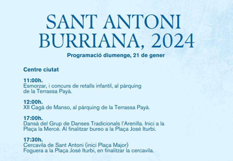 Burriana celebra Sant Antoni el diumenge 21 de gener per afavorir la participació ciutadana
