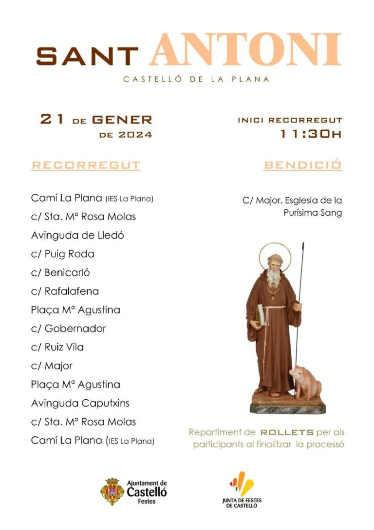 Castelló celebrarà una Processó de Sant Antoni que estrena recorregut