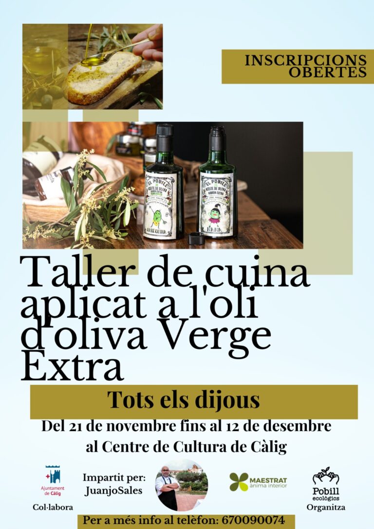 Càlig acogerá el ‘Taller de cocina aplicado al aceite de oliva Virgen Extra’