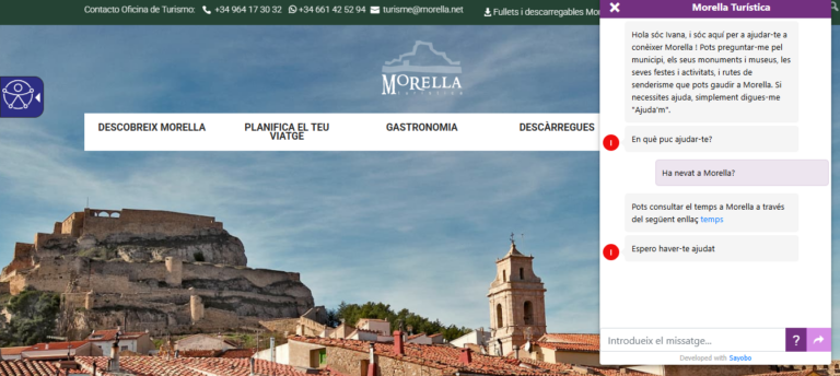 Ivana, el asistente con IA que informa a los y las visitantes en la web de Morella Turística