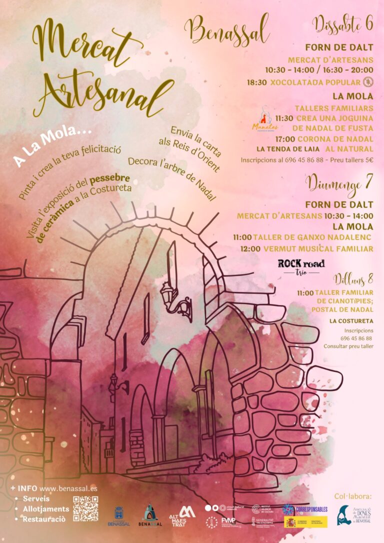 Benassal realizar un Mercado Artesanal durante el puente de la Purísima