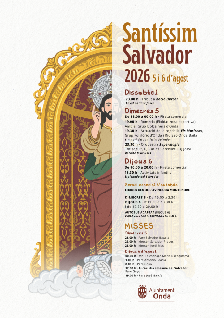 Poster announcing the Santíssim Salvador festival 2026 with dates and schedule future events this year.